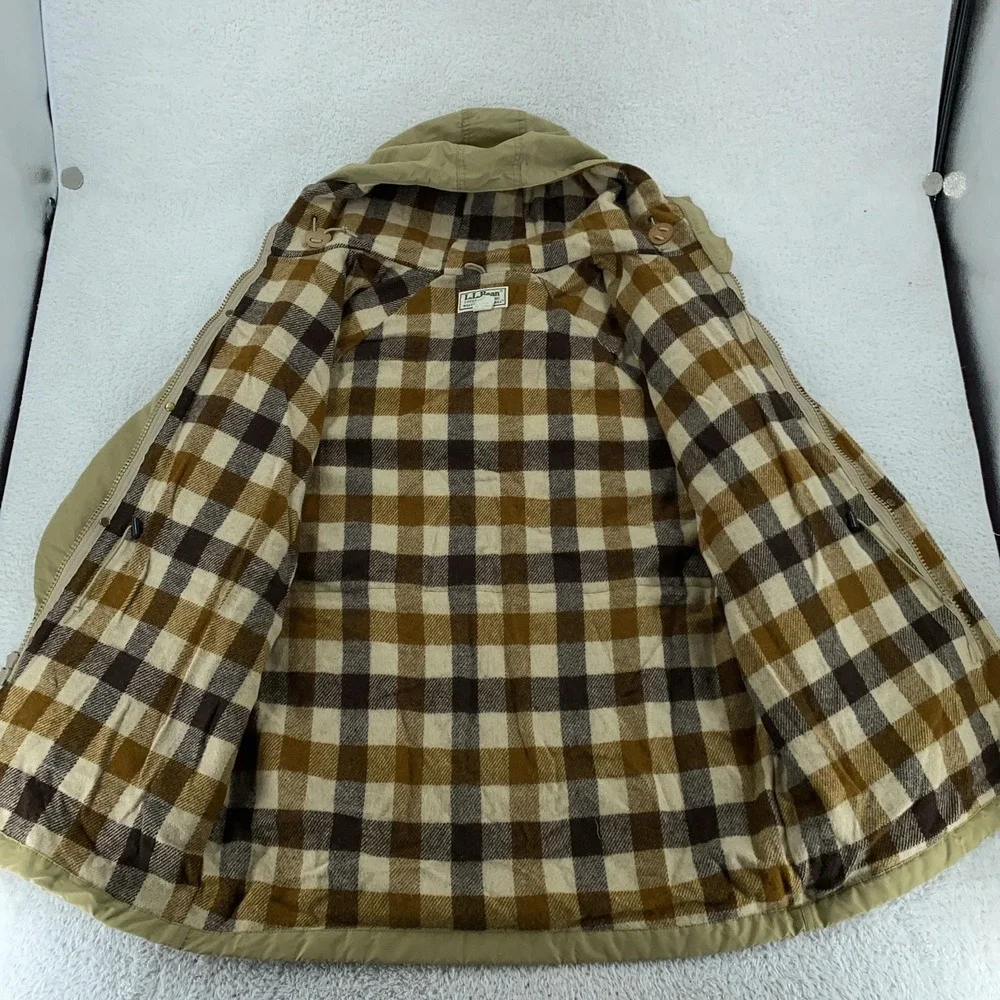 Vtg LL Bean Baxter State Parka Jacket Mens XL Long Tan Hooded Wool Lined USA‎